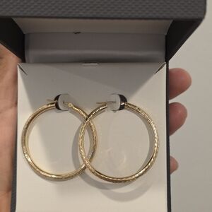 Womens 14K Gold 40mm Hoop Earrings